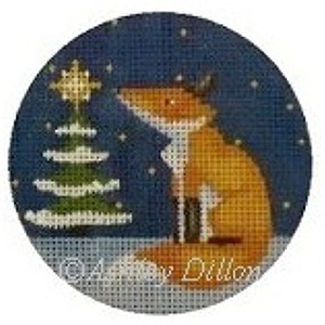 Fox at Tree Hand-painted Christmas Ornament Canvas from Ashley Dillon