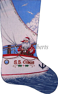 Santa Sailing Needlepoint Stocking Canvas