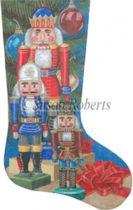 Nutcrackers and Packages - 18 Count Needlepoint Stocking Canvas
