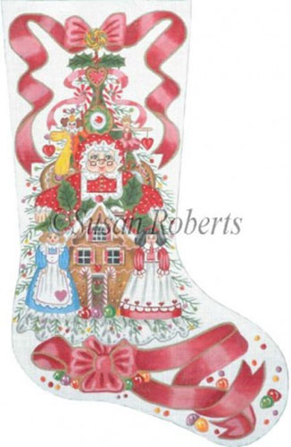 Mrs. Santa and the Goodie Tree Needlepoint Stocking Canvas