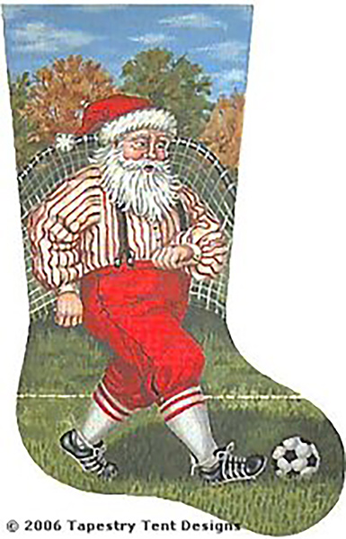 Soccer Santa - 18 Count Needlepoint Stocking Canvas