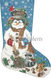 Woodland Snowman - 13 Count Needlepoint Stocking Canvas