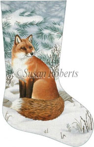 Fox in Snow Needlepoint Stocking Canvas