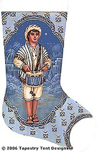 Blue Drummer Boy Hand Painted Needlepoint Stocking Canvas
