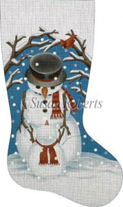 Papa Snowman Hand Painted Needlepoint Stocking Canvas
