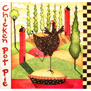 Chicken Pot Pie Hand Painted Needlepoint Canvas from Debbie Hubbs