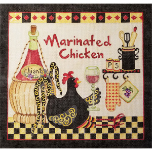 Marinated Chicken Hand Painted Needlepoint Canvas from Debbie Hubbs