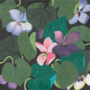 Giant Violets - Hand Painted Needlepoint Canvas from dede's Needleworks