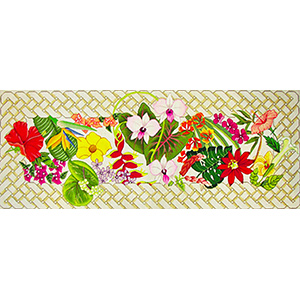 Floral Lattice Bench Cover - Hand-Painted Needlepoint Tapestry Canvas from Trubey Designs