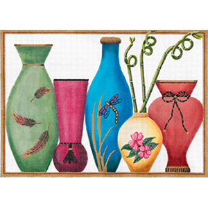 Five Vases with Curly Bamboos by Sharon G