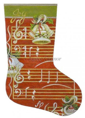 Susan Roberts Designs - Hand-painted Christmas Stocking by Janice Gaynor - Faith Musical Score