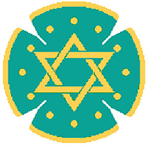 Circle Dot Star in Teal & Gold Yarmulke