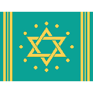 Circle Dot Star in Teal & Gold Tallit Canvas
