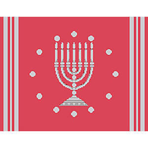 Circle Dot Menorah in Coral & Silver Tallit Canvas