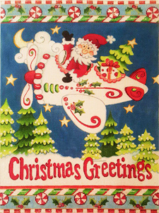 Christmas Greetings Hand Painted Needlepoint Canvas from Laurie Furnell