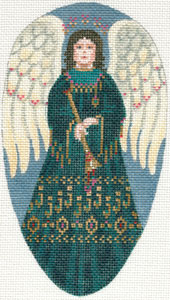 Tapestry Tent - Handpainted Christimas Ornament - Angel-Green