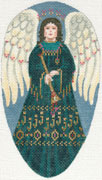 Tapestry Tent, Liz Goodrick-Dillon - Handpainted Christmas Ornament - Angel-Green