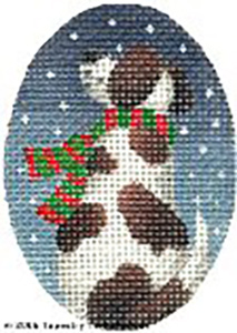 Dog & Snow Hand-Painted Needlepoint Canvas