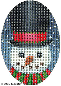 Top Hat Snowman Hand-Painted Needlepoint Canvas
