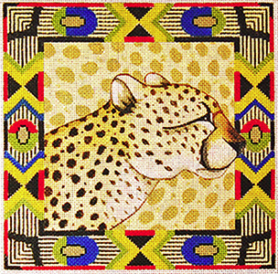 Cheetah with Border - Hand Painted Design from Trubey Designs