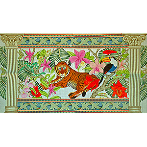 Neo-classic Tiger Rug - Hand-Painted Needlepoint Canvas