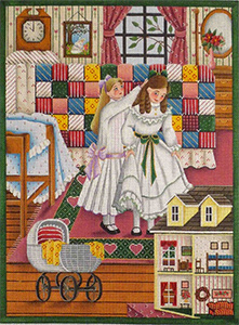 Patchwork Quilt Hand Painted Canvas from Rebecca Wood