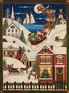 Christmas in the Village Hand Painted Canvas from Rebecca Wood