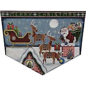 Merry Christmas Hand Painted Stocking Topper Canvas from Rebecca Wood