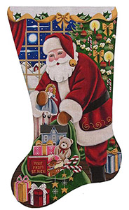 Girls Christmas Hand Painted Stocking Canvas from Rebecca Wood