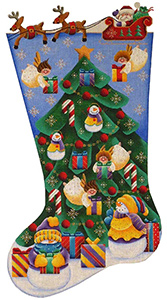 Angels Gifts Hand Painted Stocking Canvas from Rebecca Wood