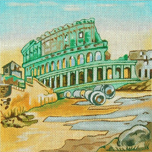 Cities - Rome - Hand Painted Needlepoint Canvas from Trubey Designs