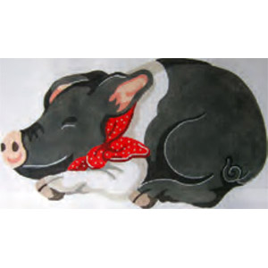 Black Pig Hand Painted Needlepoint Pillow Canvas