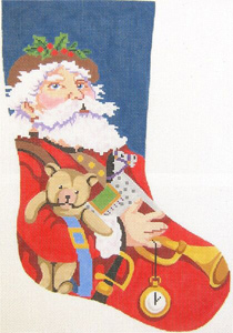 Father Christmas Hand Painted Needlepoint Christmas Stocking Canvas