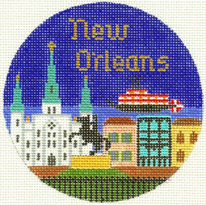 New Orleans Hand Painted Miniature Needlepoint Canvas