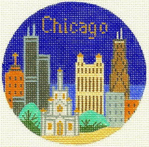 Chicago Hand Painted Miniature Needlepoint Canvas