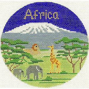 Africa Hand Painted Ornament Needlepoint Canvas