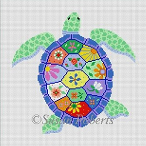 Susan Roberts Needlepoint Designs - Hand-painted Canvas -  Turtle Garden 18 Count