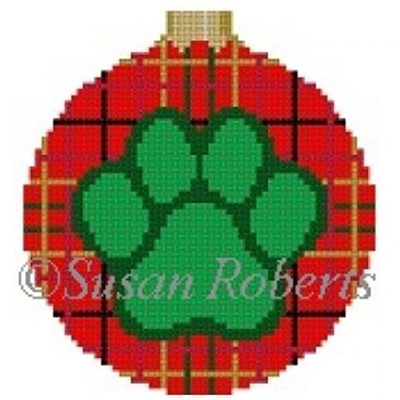 Susan Roberts Needlepoint Designs - Hand-painted Canvas - Dog Paw Plaid