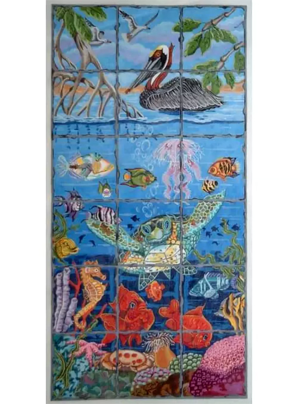 Undersea Fire Screen Hand Painted Canvas from Trubey Designs #4