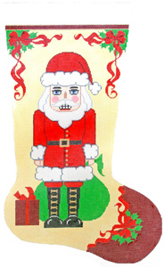 Nutcracker Santa Hand-painted Christmas Stocking Canvas