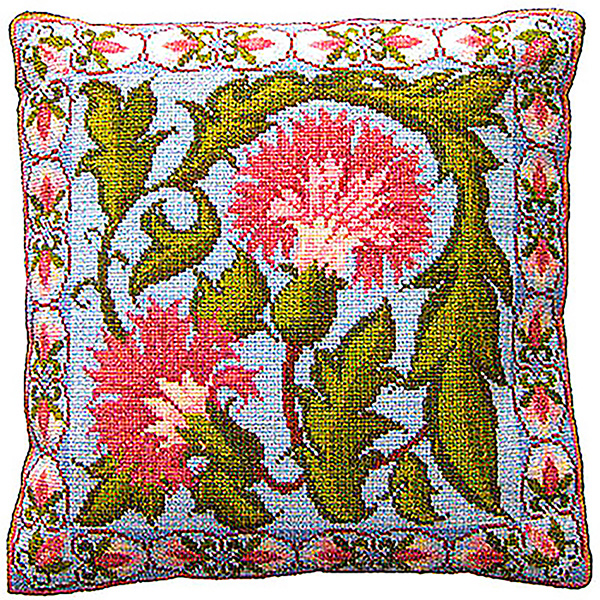 Animal Fayre Needlepoint Cushions Kit - Blue Carnation Tile