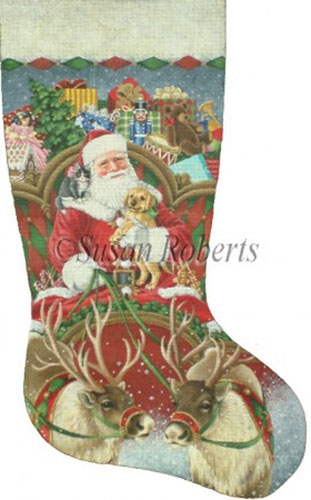 Full Sleigh Hand Painted Needlepoint Stocking Canvas