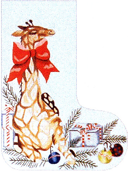Barbara Eyre Needlepoint Designs - Hand-painted Christmas Stocking - Giraffe Stocking