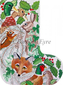 Barbara Eyre Needlepoint Designs - Hand-painted Christmas Stocking - Wildlife Heads Stocking