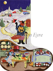 Barbara Eyre Needlepoint Designs - Hand-painted Christmas Stocking - Fox On A Moonlit Night Stocking