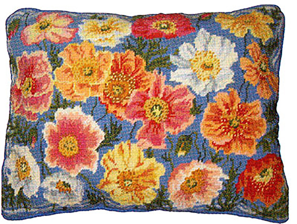 Primavera Needlepoint Cushion Kit - Garden Poppies