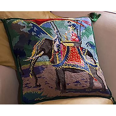 Indian Elephant Needlepoint Cushion Kit from The Purple Tree Collection