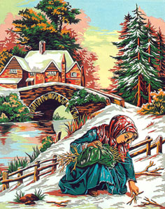 Margot Creations de Paris (Scene Hivernale) Winter Scene Large Canvas