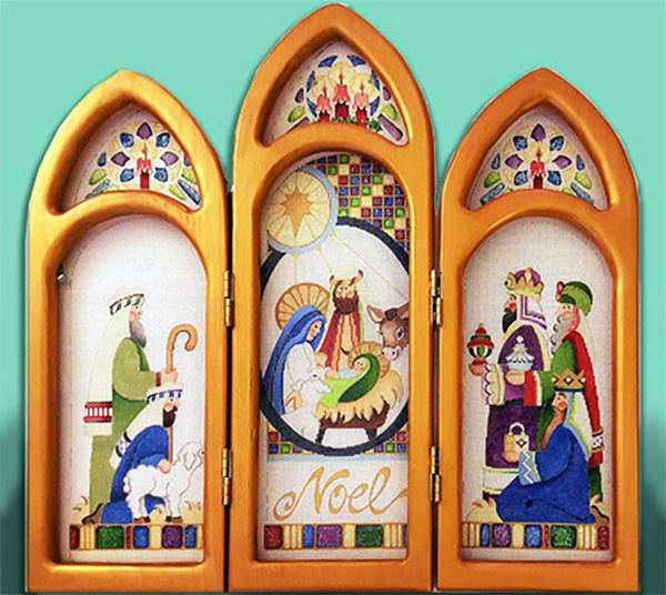 Nativity Triptych - 3 Panels - Hand-painted Needlepoint Canvas