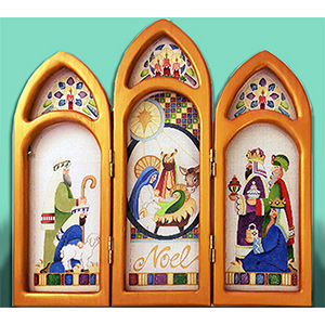 Nativity Triptych - 3 Panels - Hand-painted Needlepoint Canvas